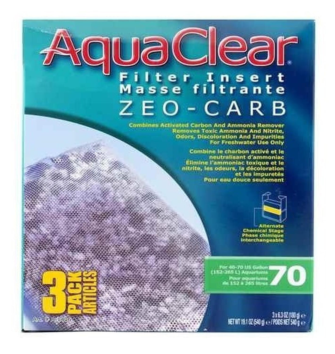 Repuesto Zeo Carb Tres cargas Para Filtro Aquaclear 70/300 de Aqua-Clear | G.Valkyria - imagen 1
