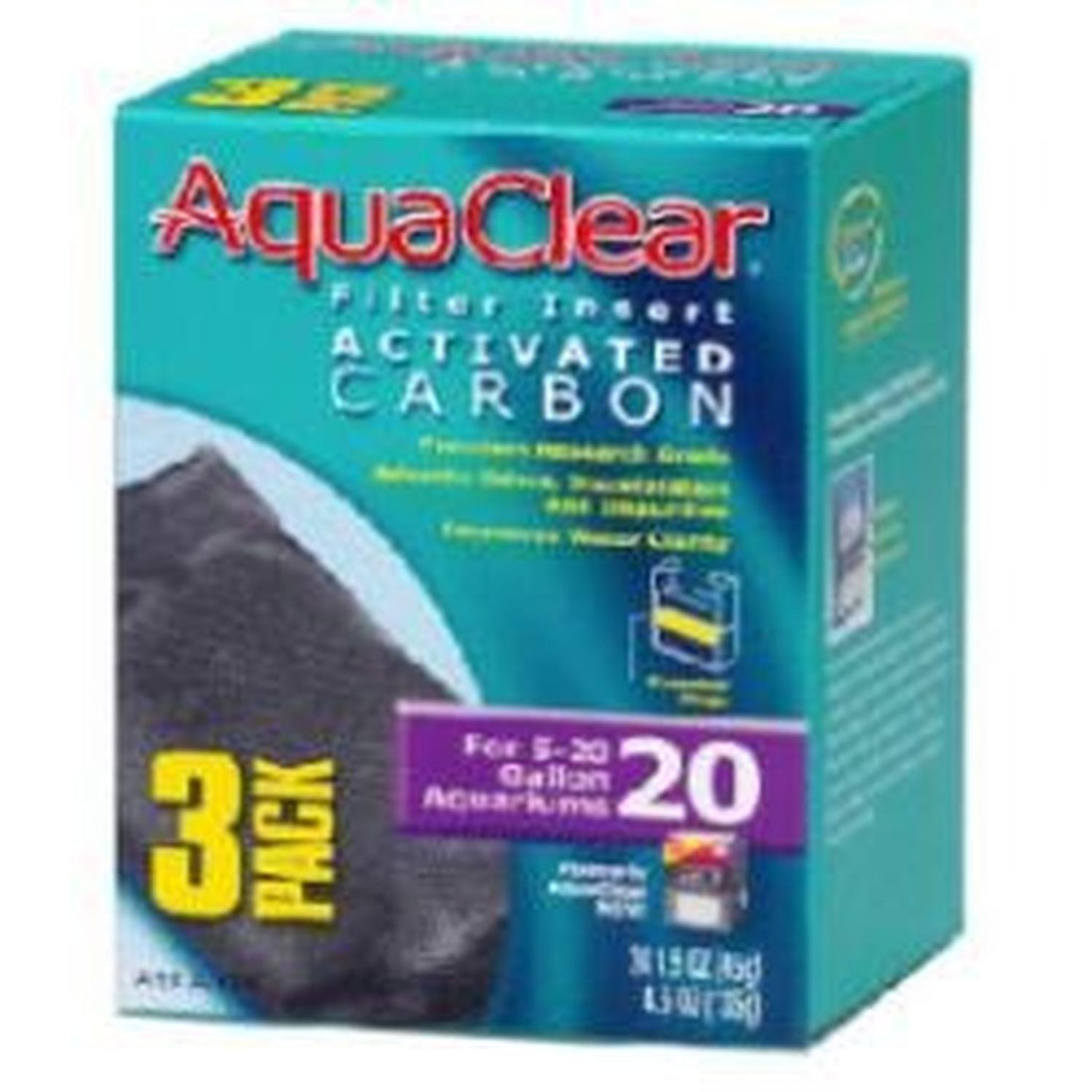 Respuesto Carbón Aquaclear 20 Tres Cargas Cascada Mini de Aqua-Clear | G.Valkyria