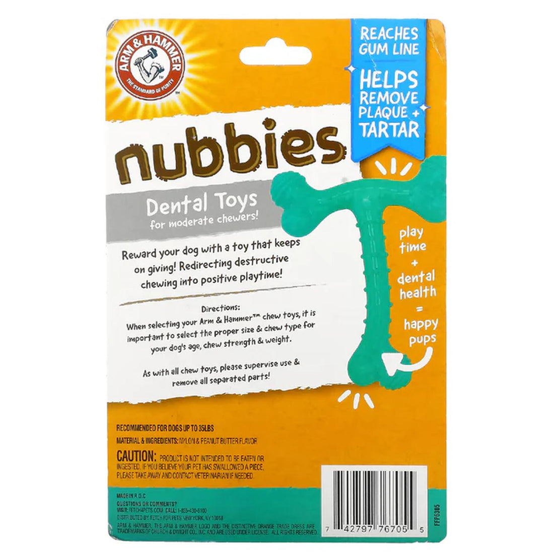 Arm & Hammer Nubbies Juguete Dental para Perro T-Bone Maní | G.Valkyria - imagen 1