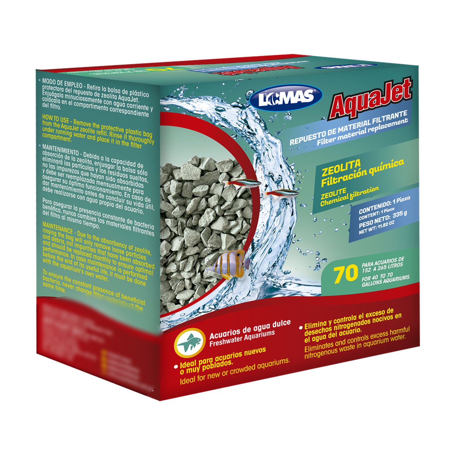 LOMAS repuesto zeolita filtro cascada Aquajet y Aquaclear 70