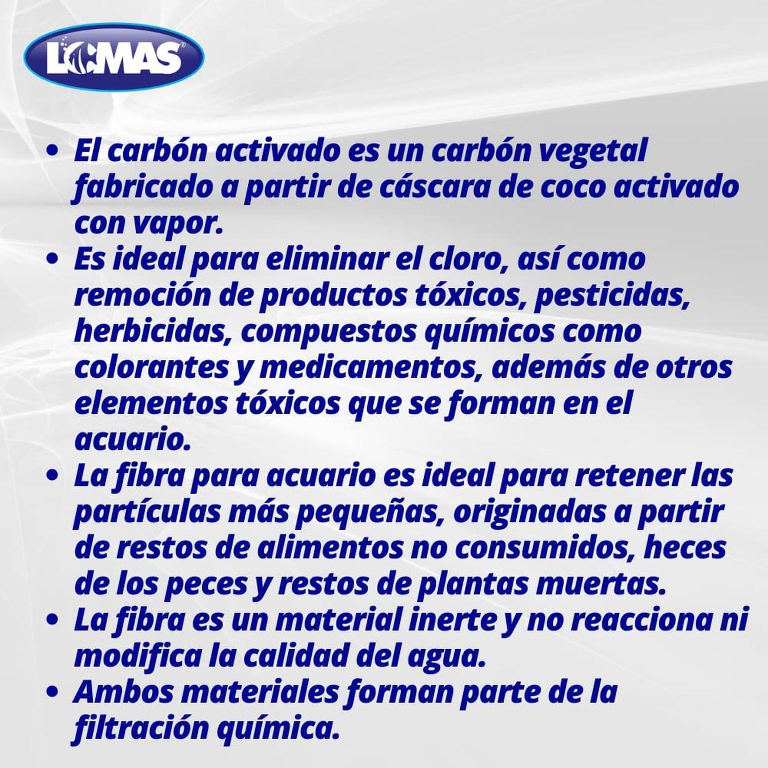 LOMAS bolsa Fibra 10g Y Carbon Activado 60g para filtros