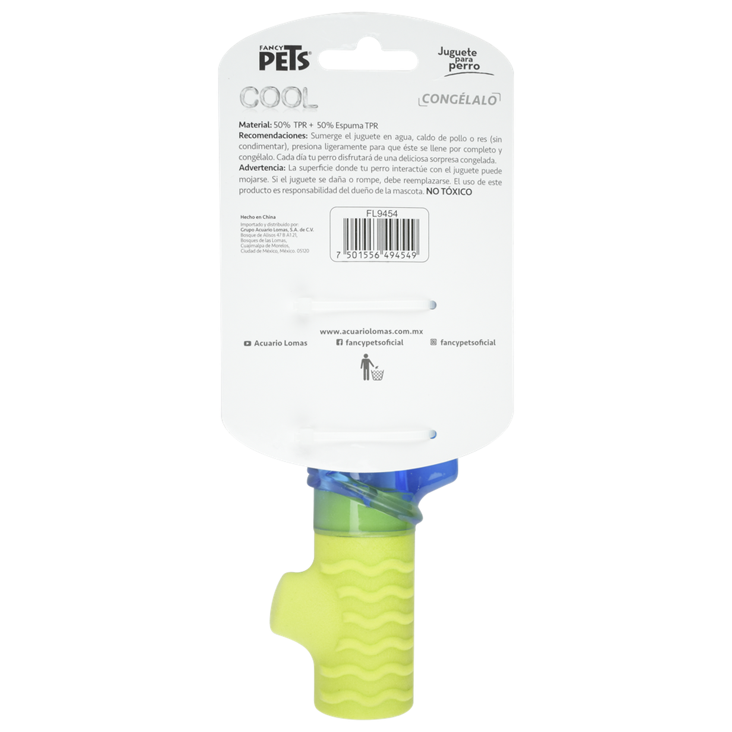 Juguete refrescante perro clima caliente congelable tronco cool