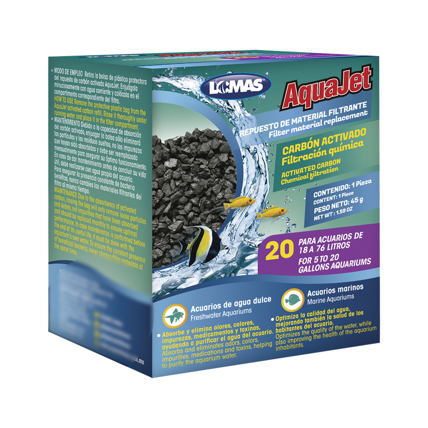 LOMAS repuesto carbon filtro cascada Aquajet y Aquaclear 20
