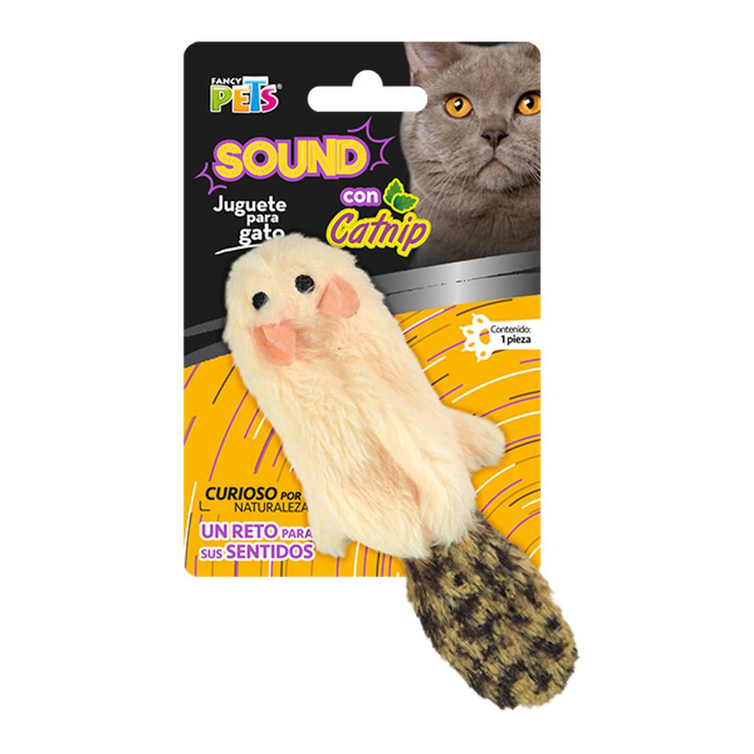 Fancy Pets juguete gato skin sound con catnip skin leopardo