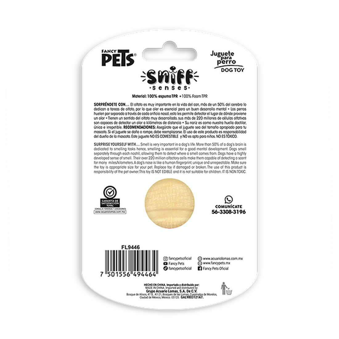 Fancy Pets Sniff Senses juguete pelota perro aroma vainilla