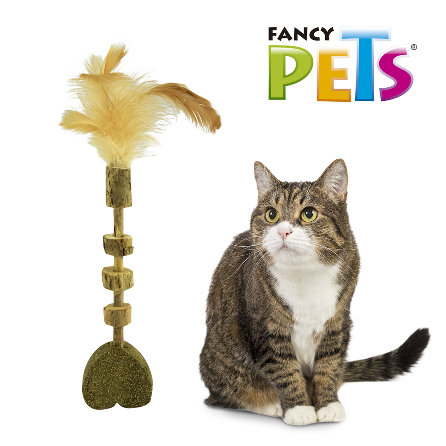 Fancy Pets juguete para gato varita con catnip corazon pluma