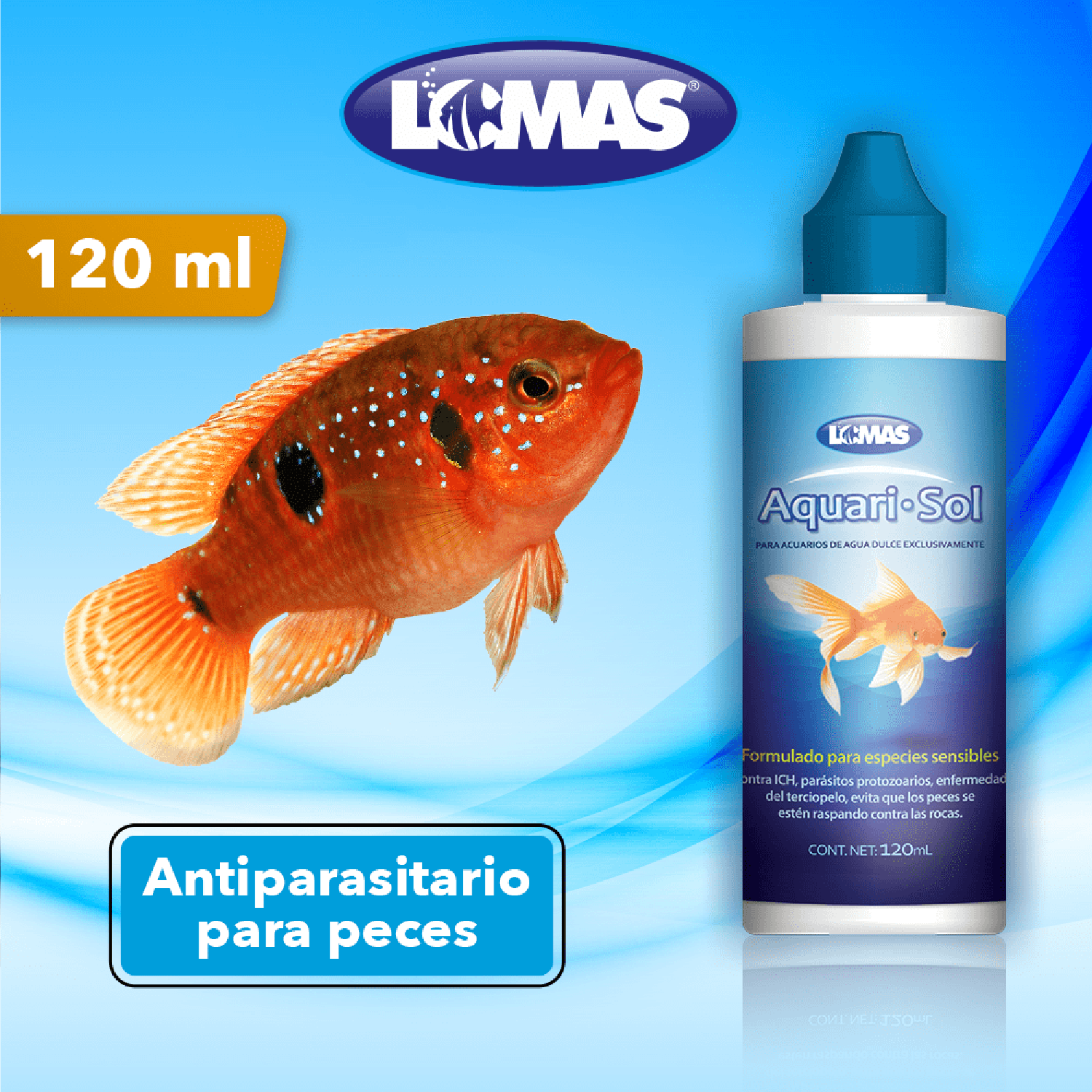 Lomas tratamiento peces japoneses goldfish Aquari-Sol 120 Ml