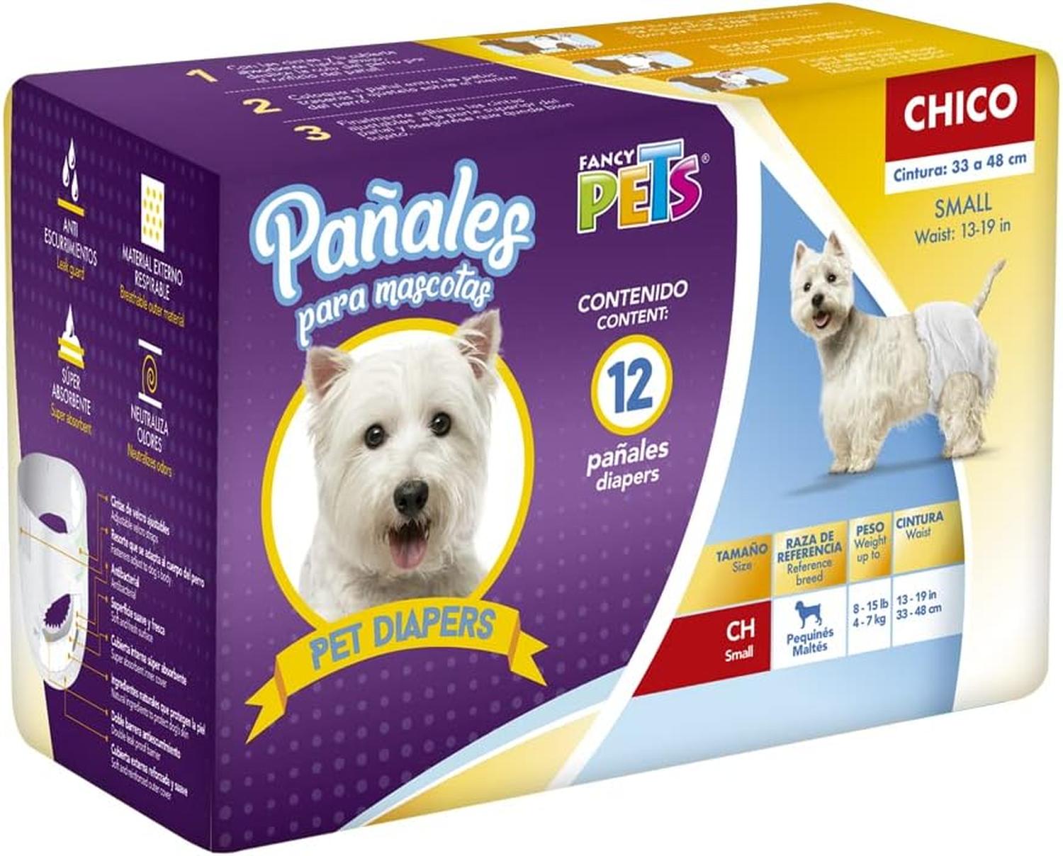 Dry Pet Diapers for small size dogs 12 pieces