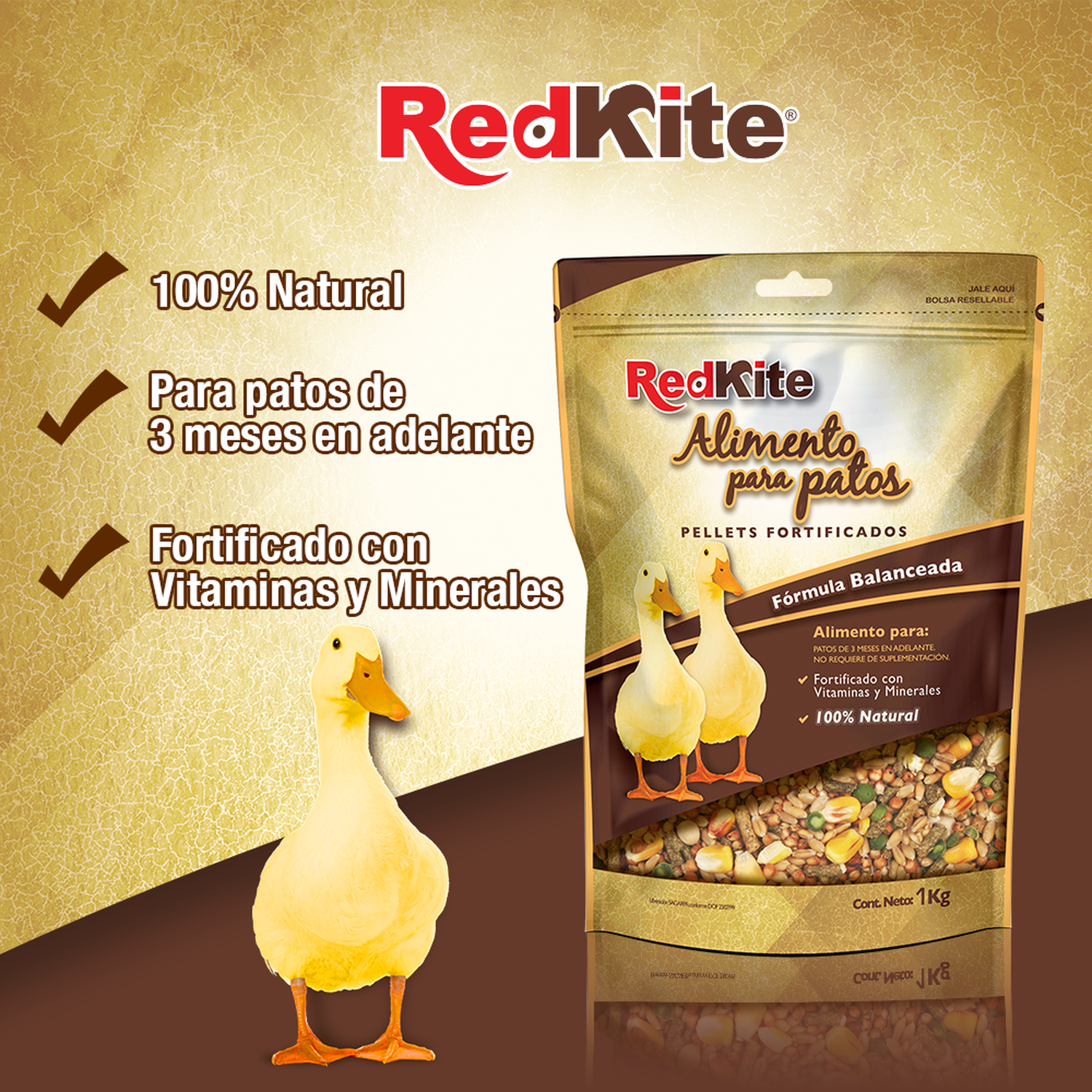RedKite mezcla semillas alimento para pato adulto bolsa 1 kg