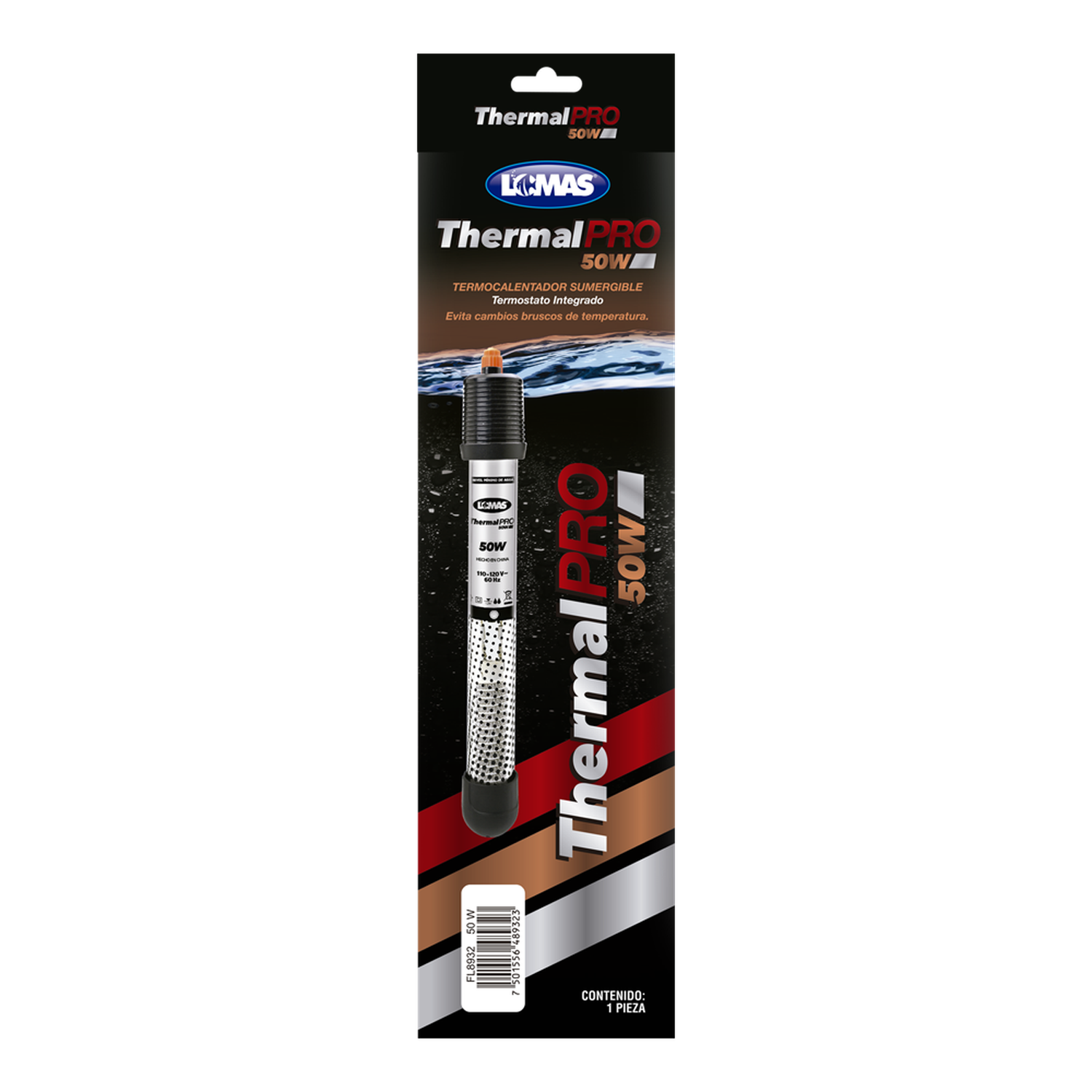 Termostato sumergible pecera LOMAS Thermalpro 50w o 50 lt