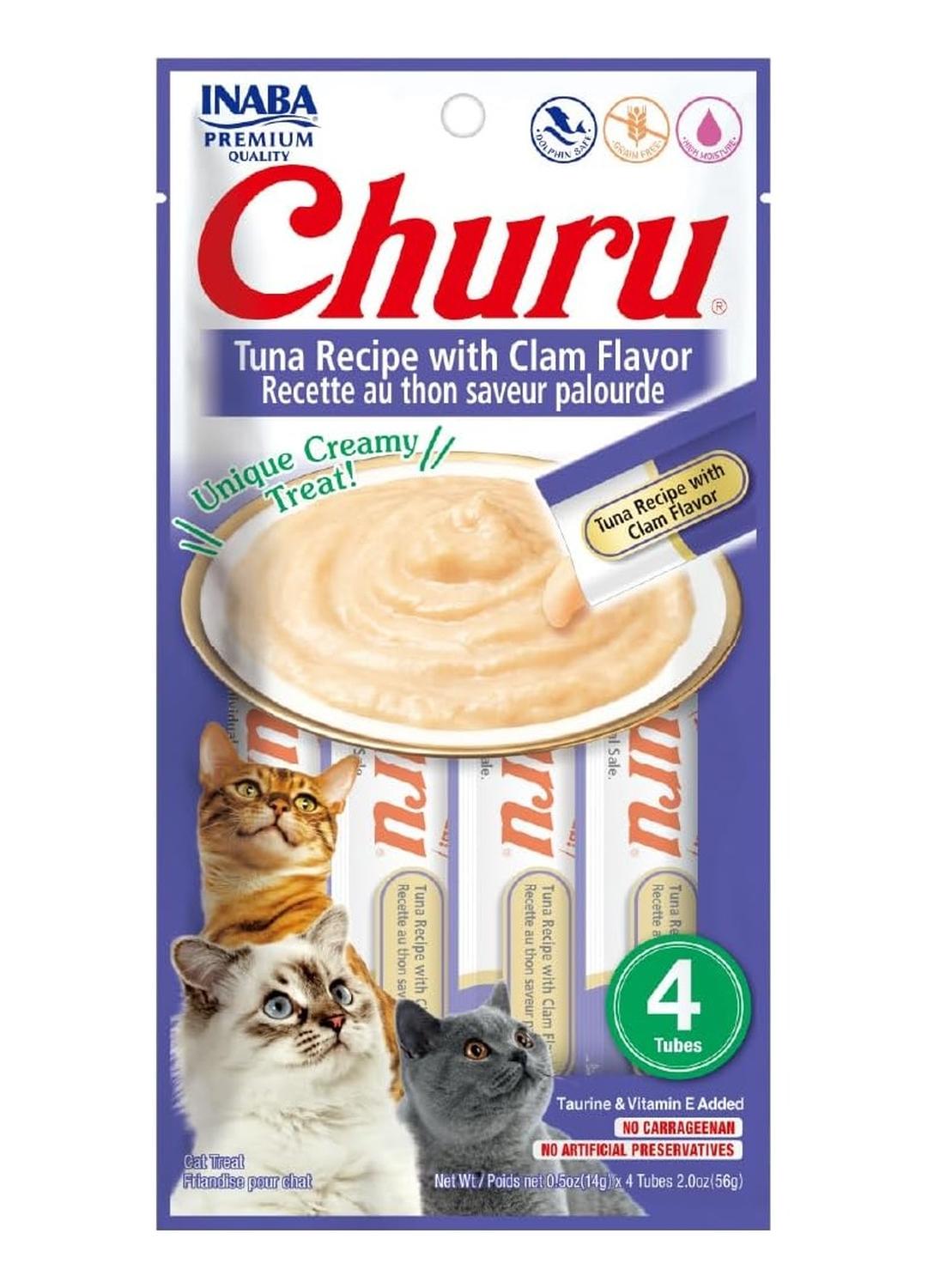 Inaba Churu Atún/Almeja Snack Premio para Gatos 4 tubos de 14 grs cu | G.Valkyria - imagen 1
