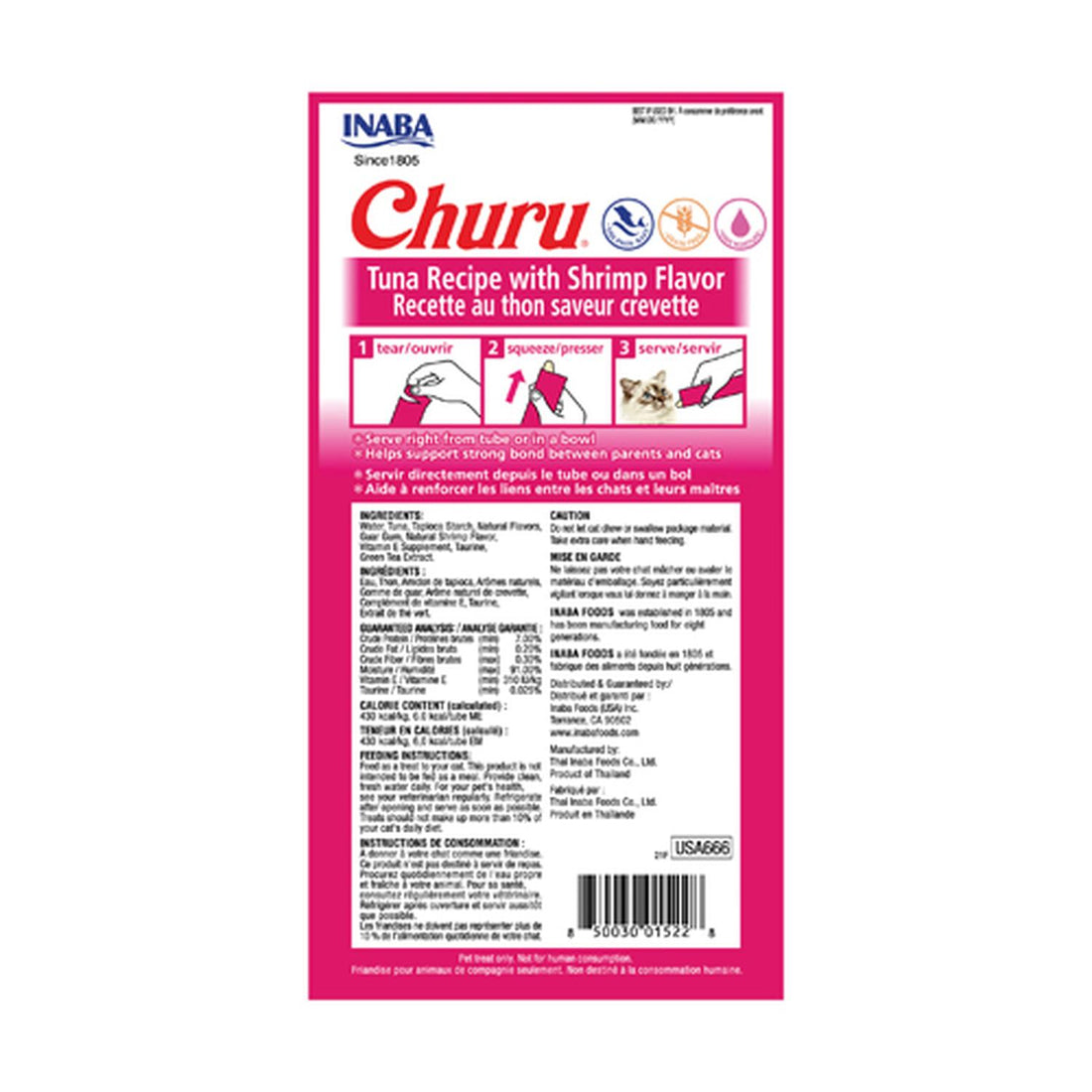Inaba Churu Atún/Camaron Snack Premio para Gatos 4 tubos de 14 grs cu | G.Valkyria - imagen 1