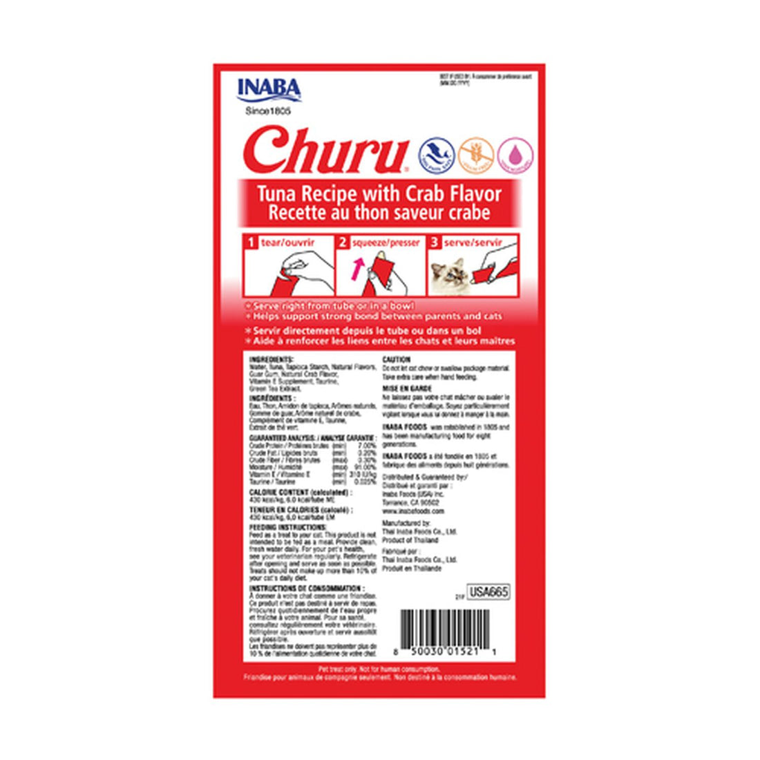 Inaba Churu Atún/Cangrejo Snack Premio para Gatos 4 tubos de 14 grs cu | G.Valkyria - imagen 1