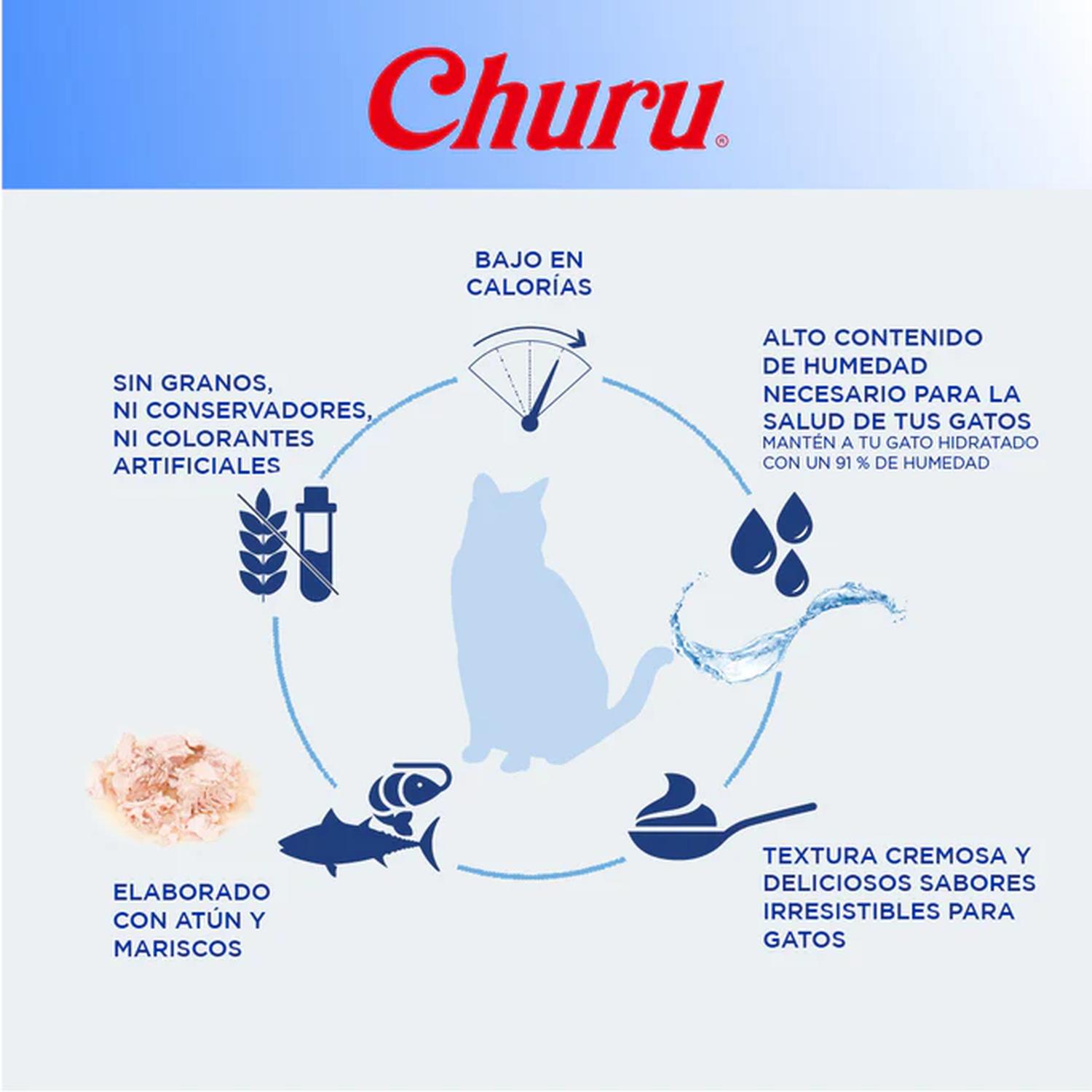 Inaba Churu Atún/Vieira Snack Premio para Gatos 4 tubos de 14 grs cu | G.Valkyria - imagen 5