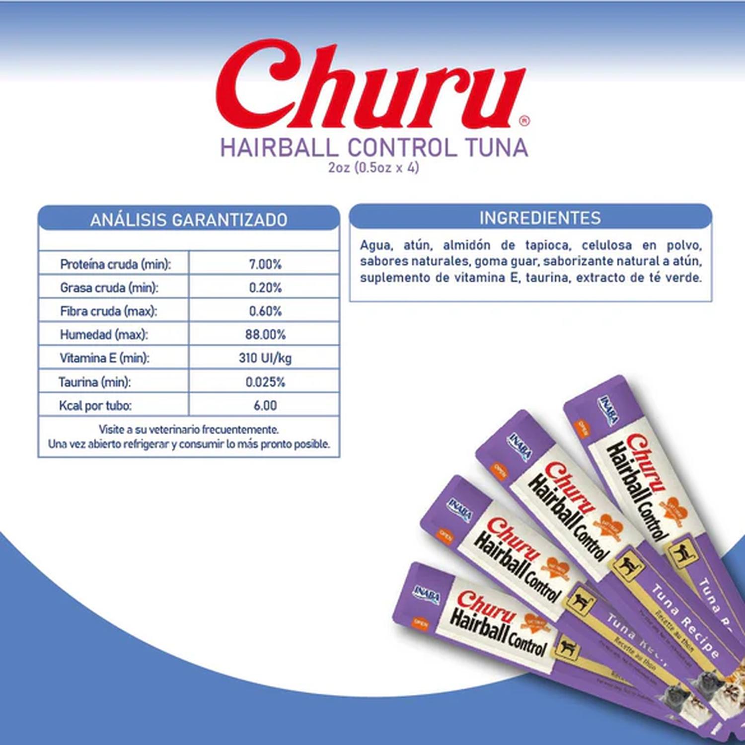 Inaba Churu Hairball Snack Premio Cremoso para Gatos 4 tubos | G.Valkyria - imagen 5