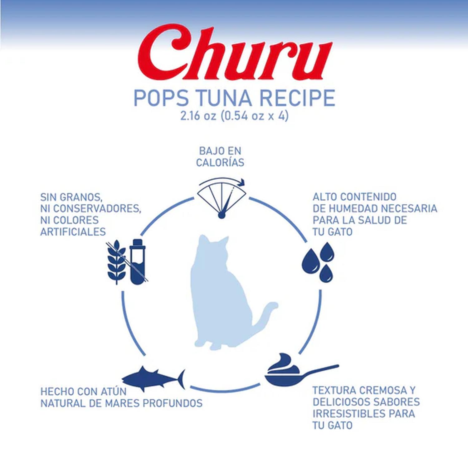 Inaba Churu Pops Atún Snack Premio Cremoso para Gatos 4 tubos | G.Valkyria - imagen 3