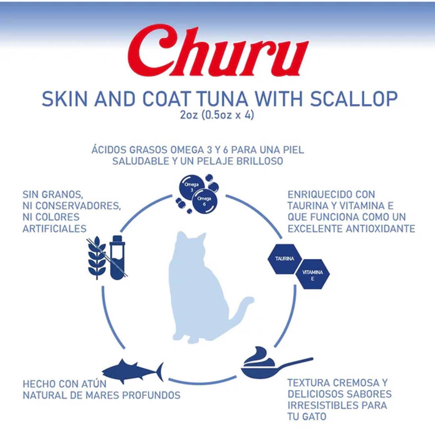 Inaba Churu Skin&Coat Atún Vieira Premio Cremoso para Gatos | G.Valkyria - imagen 3