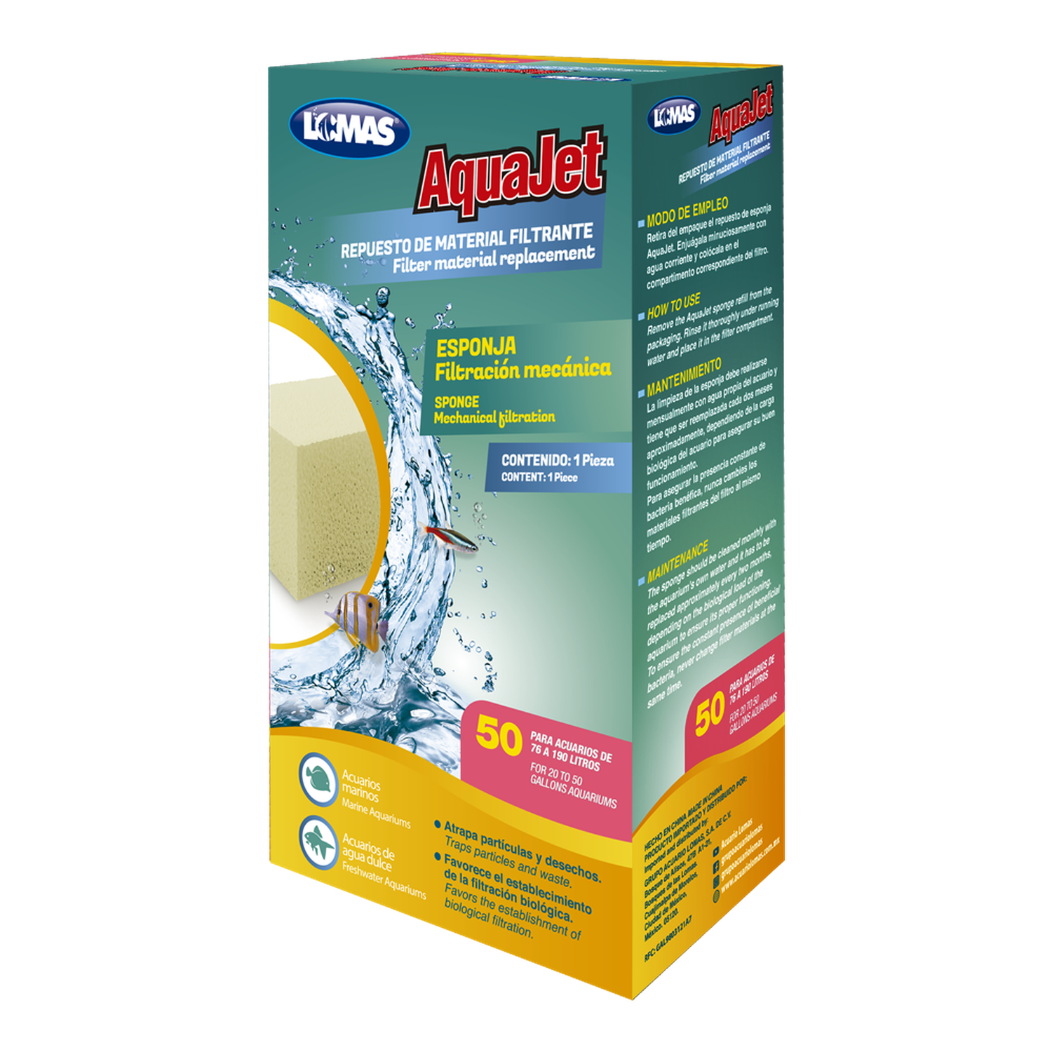 Repuesto esponja filtro AquaJet y Aquaclear 50