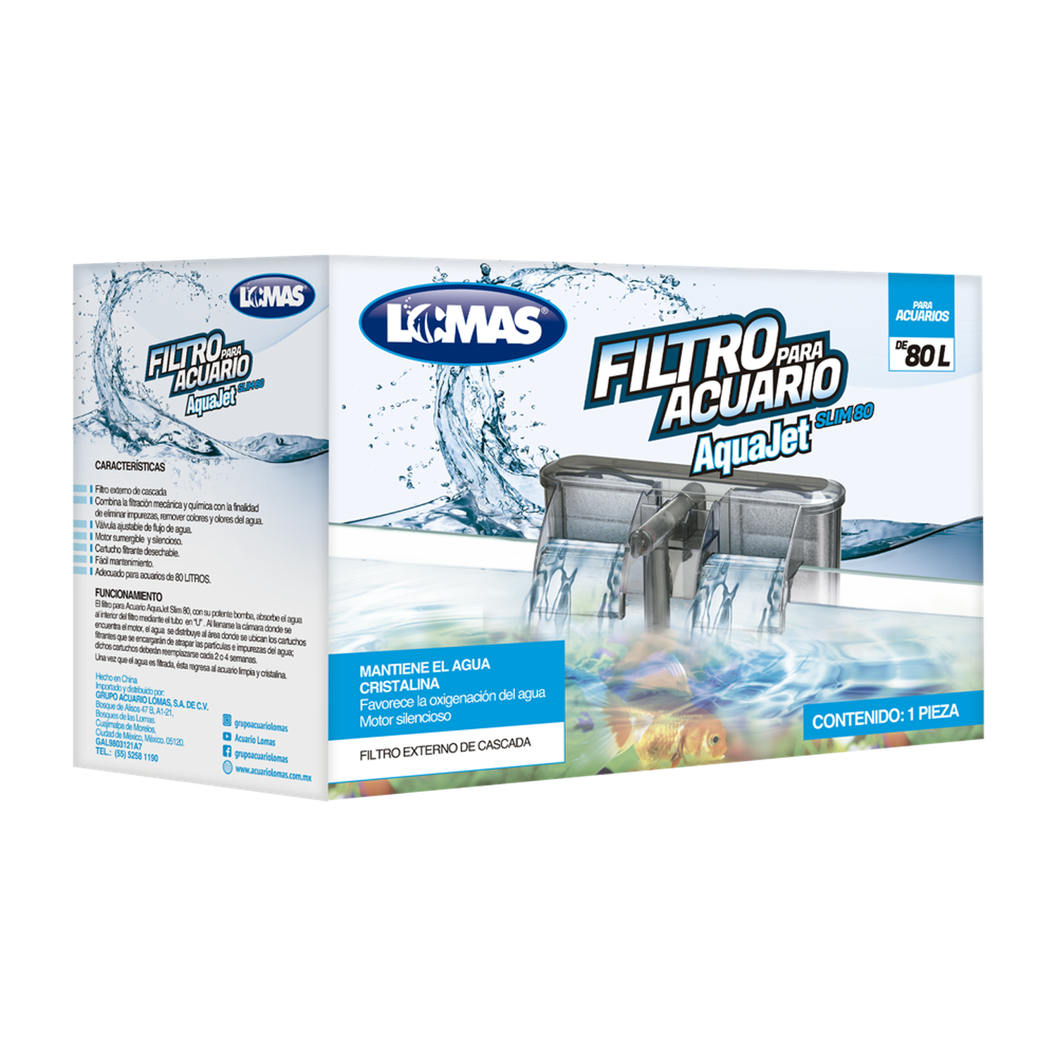 Lomas Filtro externo pecera de cascada AquaJet Slim 80litros
