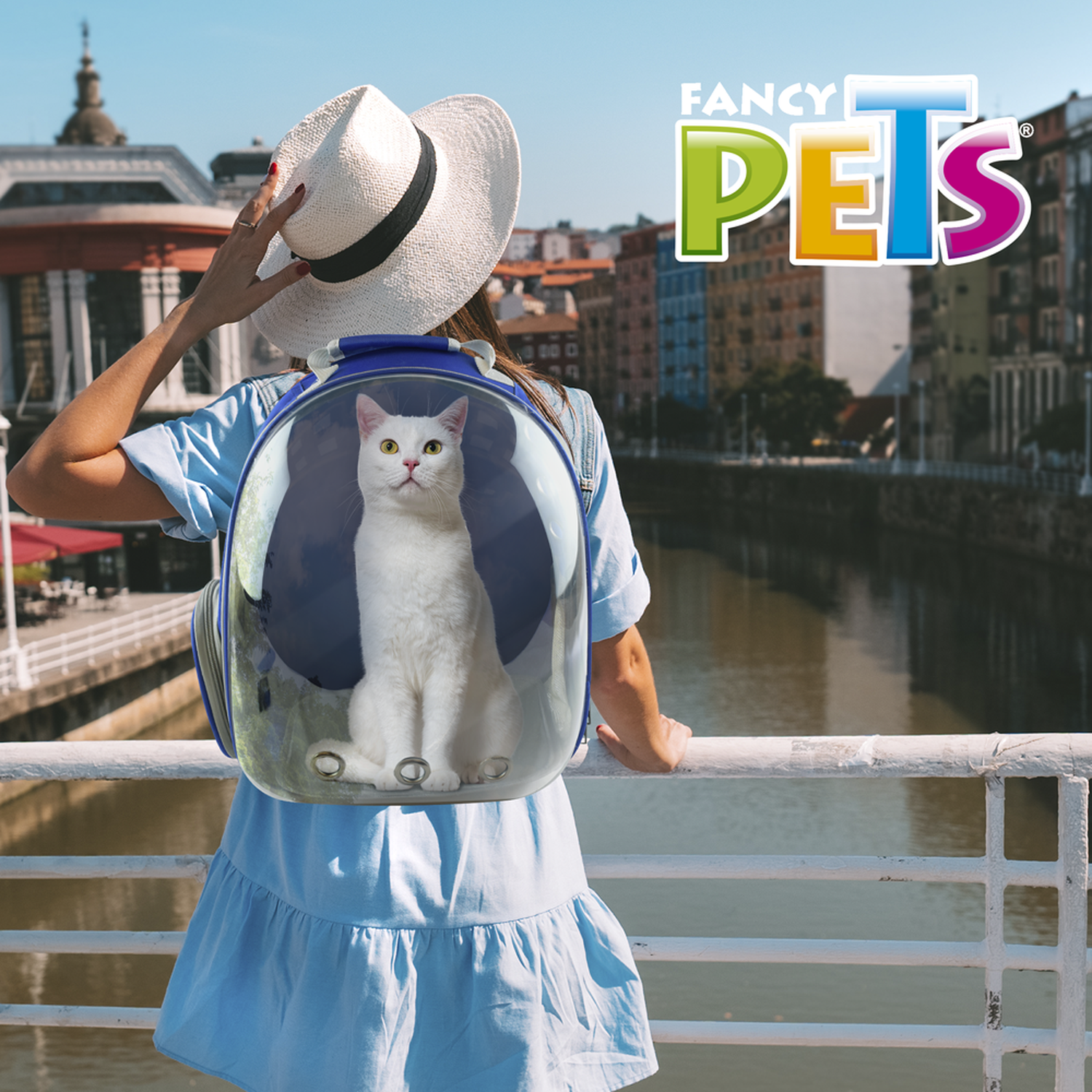 Fancy Pets Mochila transparente para mascotas, perros, gatos o roedores de viaje azul