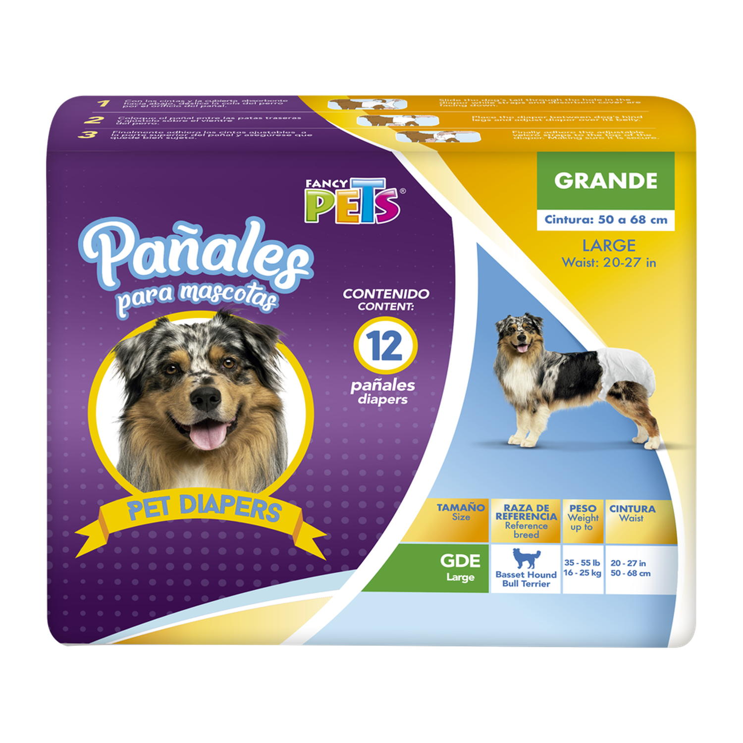 Dry Pet Large Dog Diapers 12 Pieces