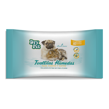 Dry Pet 40 toallitas humedas después del baño perro y gato | G.Valkyria - imagen 1