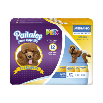Fancy Pets Pañales Para Perro Tamaño Mediano 12 Pzas de Dry Pet | G.Valkyria - imagen 1