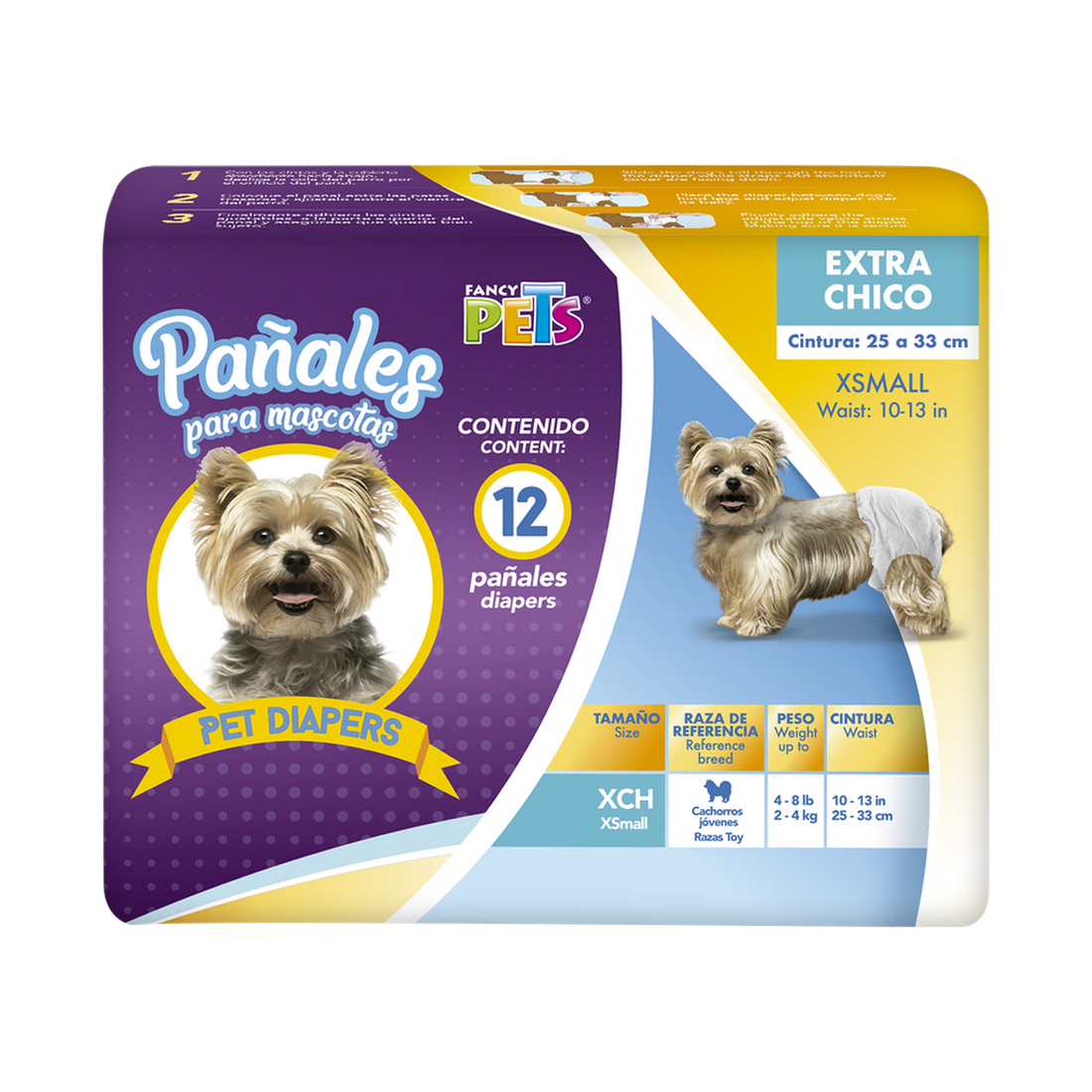 Dry Pet Pañales para perro tamaño extra chico 12 piezas | G.Valkyria - imagen 1