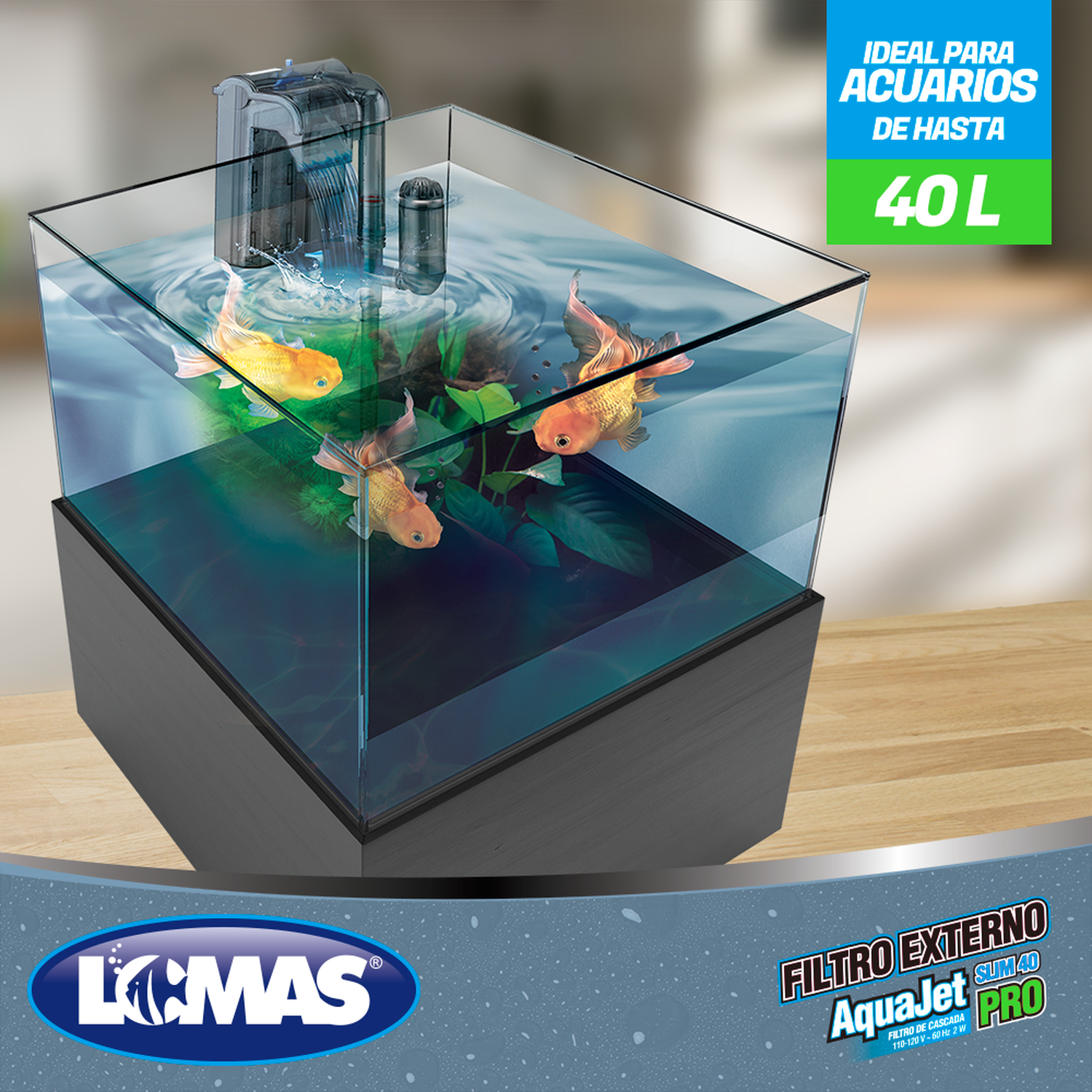 LOMAS filtro de cascada para acuario AquaJet Slim Pro 40 LT