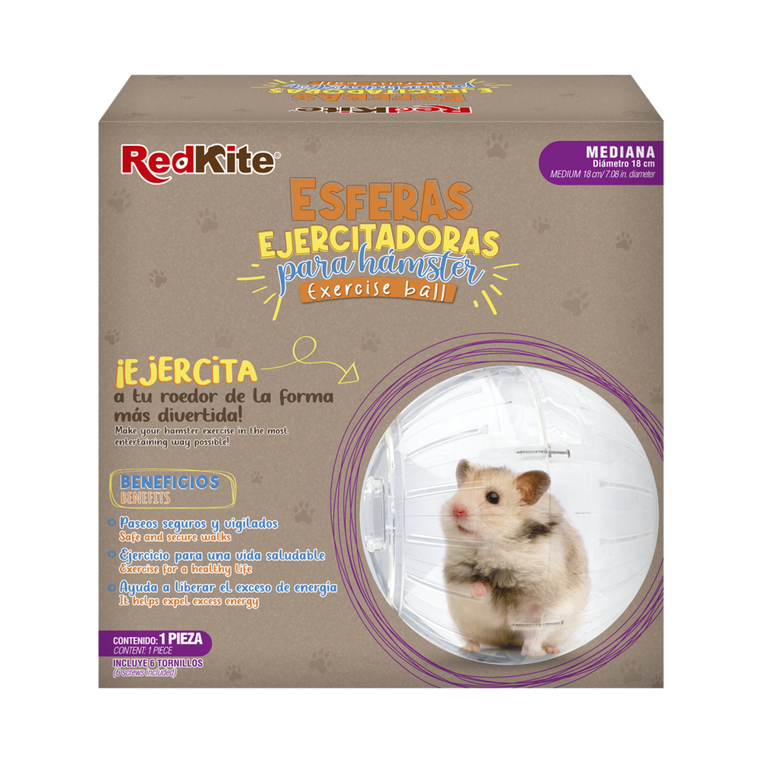 Rueda o esfera ejercitadora para hamsters tamaño mediano 18x18x18