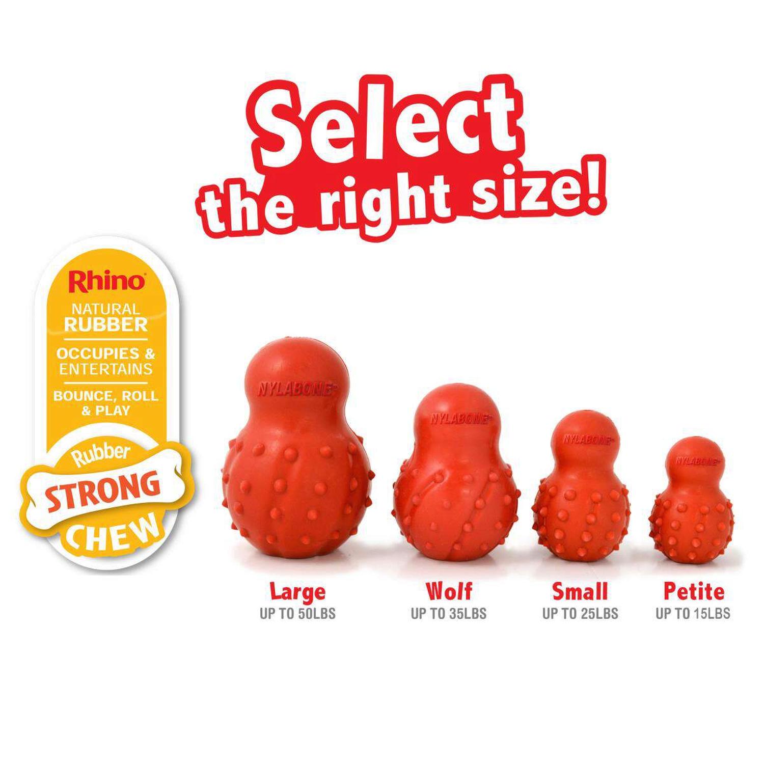 Juguete Nylabone perro Strong Chew Rhino rellenable Tocino 16kg