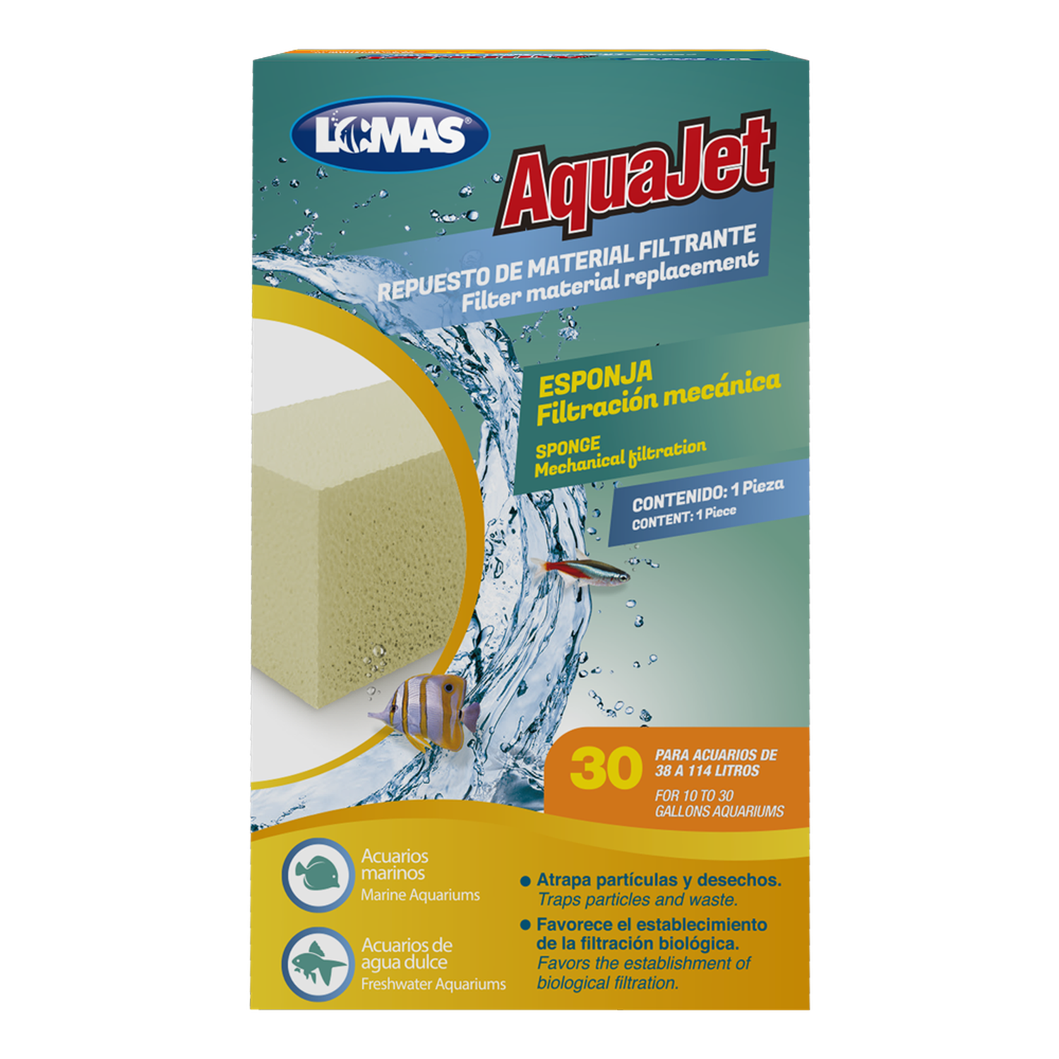 Repuesto esponja filtro AquaJet y Aquaclear 30