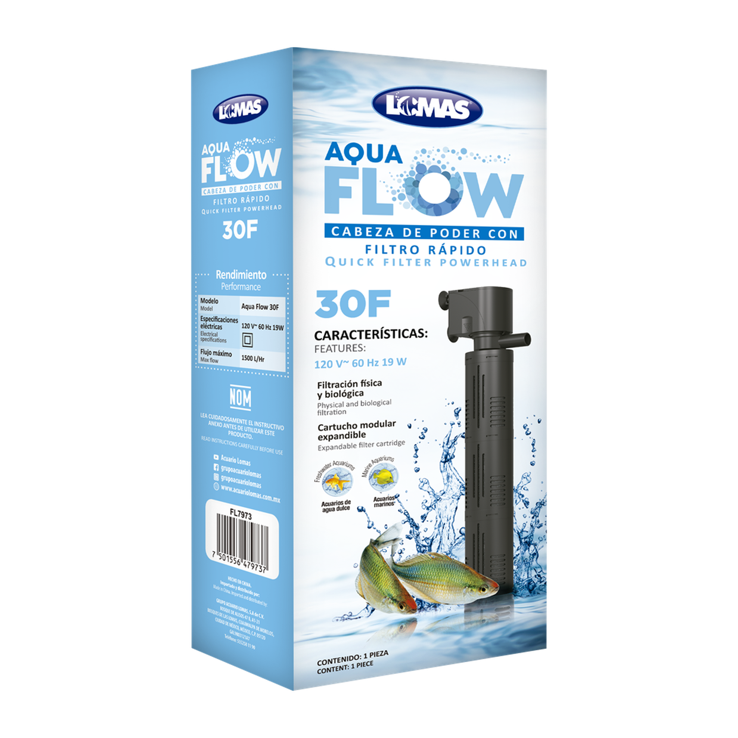 LOMAS filtro rápido cabeza poder AquaFlow 30F para 300-500lt