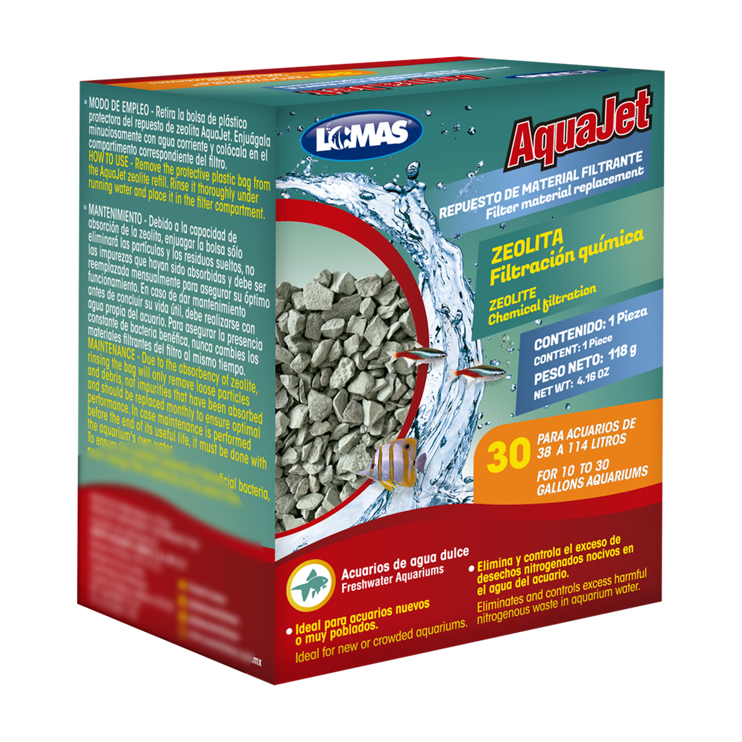 LOMAS repuesto zeolita filtro cascada Aquajet y Aquaclear 30