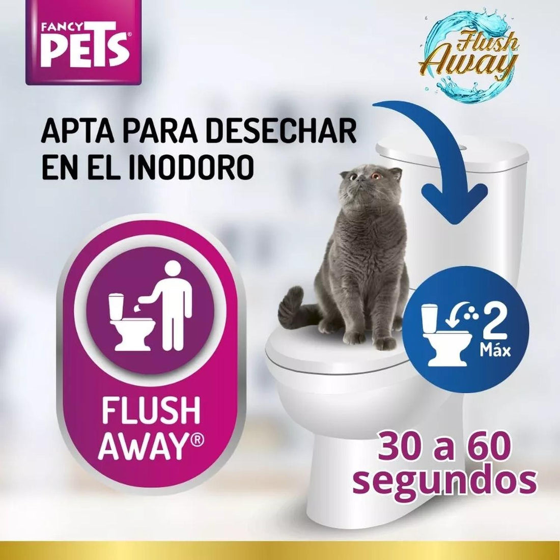 Fancy Pets arena para gato areneros Flush Away 4kg inodoro | G.Valkyria - imagen 1