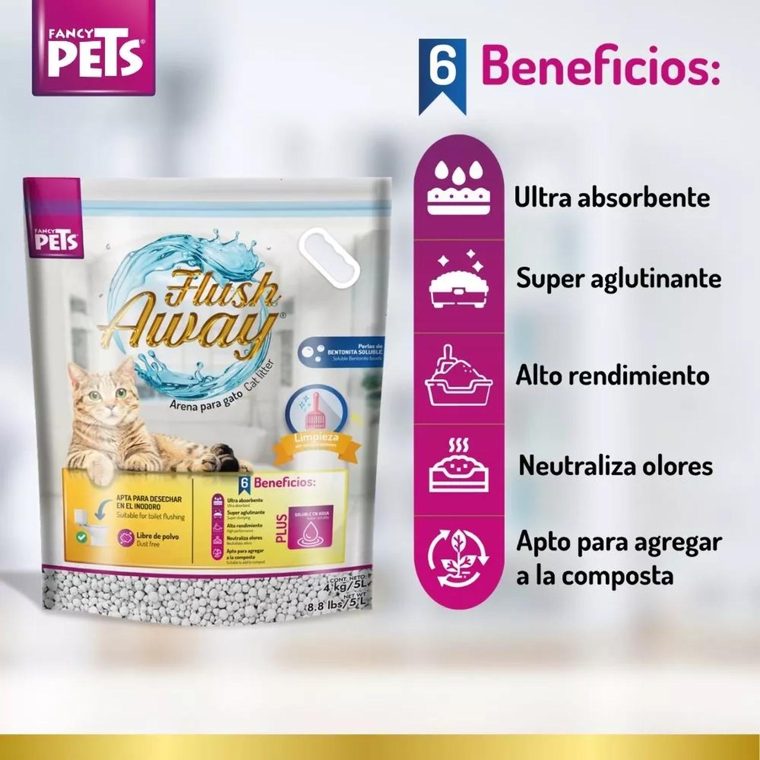 Fancy Pets arena para gato areneros Flush Away 4kg inodoro | G.Valkyria - imagen 4
