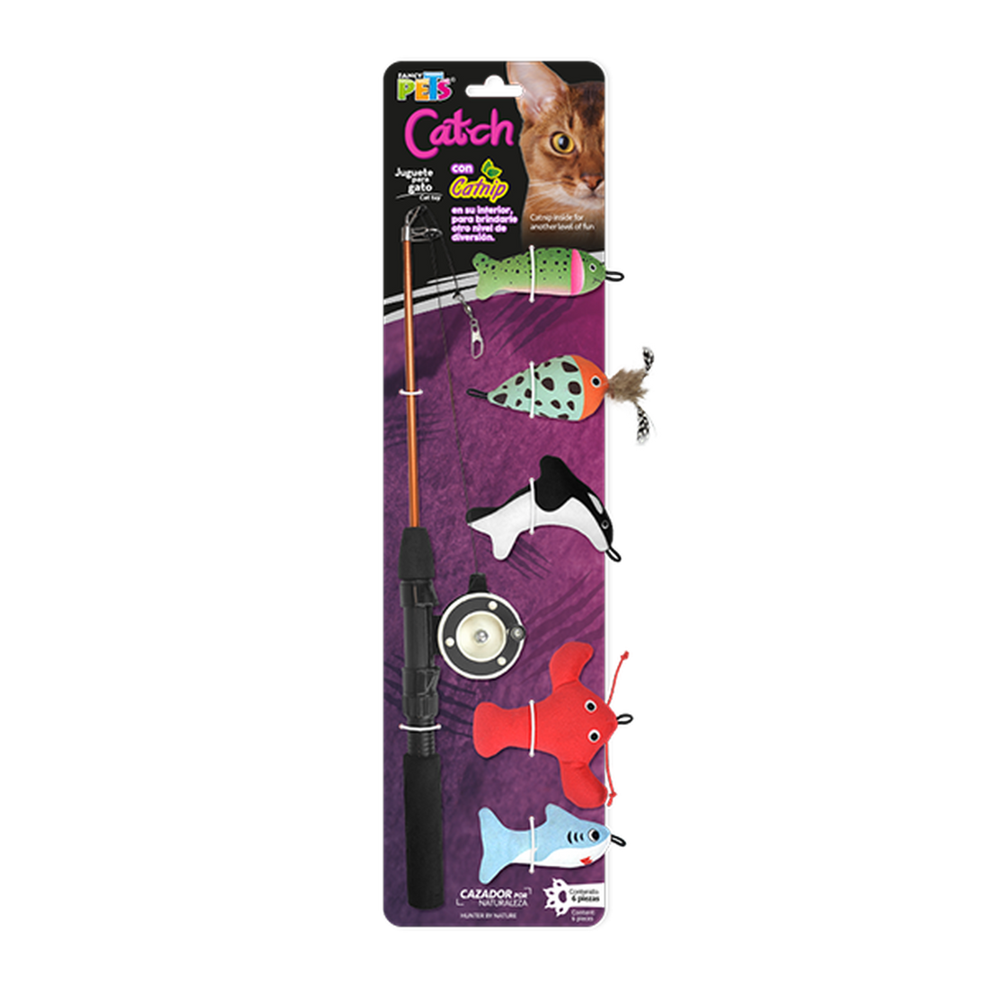 Fancy Pets Catch Juguete para gato catnip varita pesca 5 pzs | G.Valkyria - imagen 1