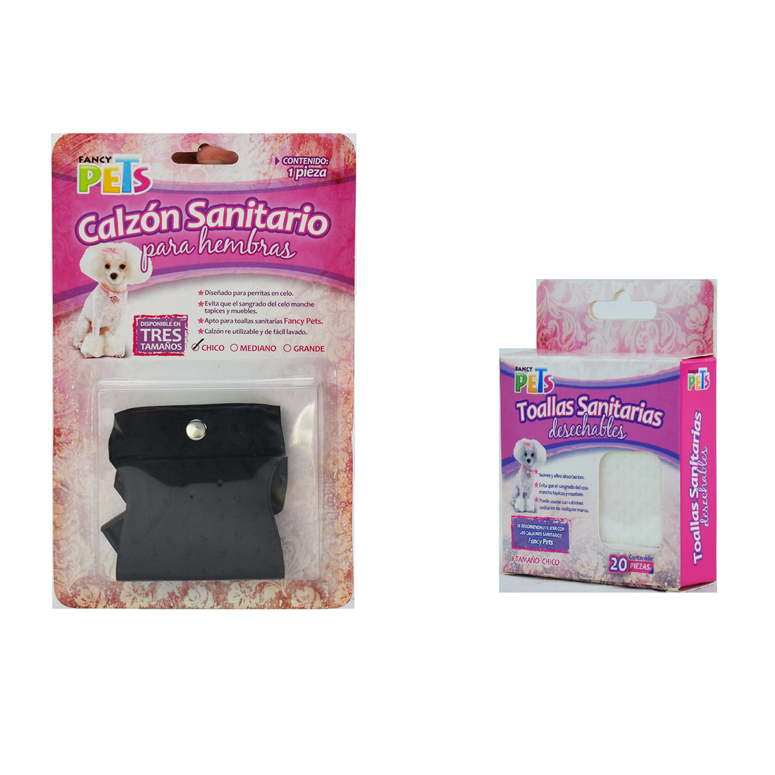 Combo Calzon + toallitas sanitarias ch para perrita en celo de Fancy Pets | G.Valkyria - imagen 1