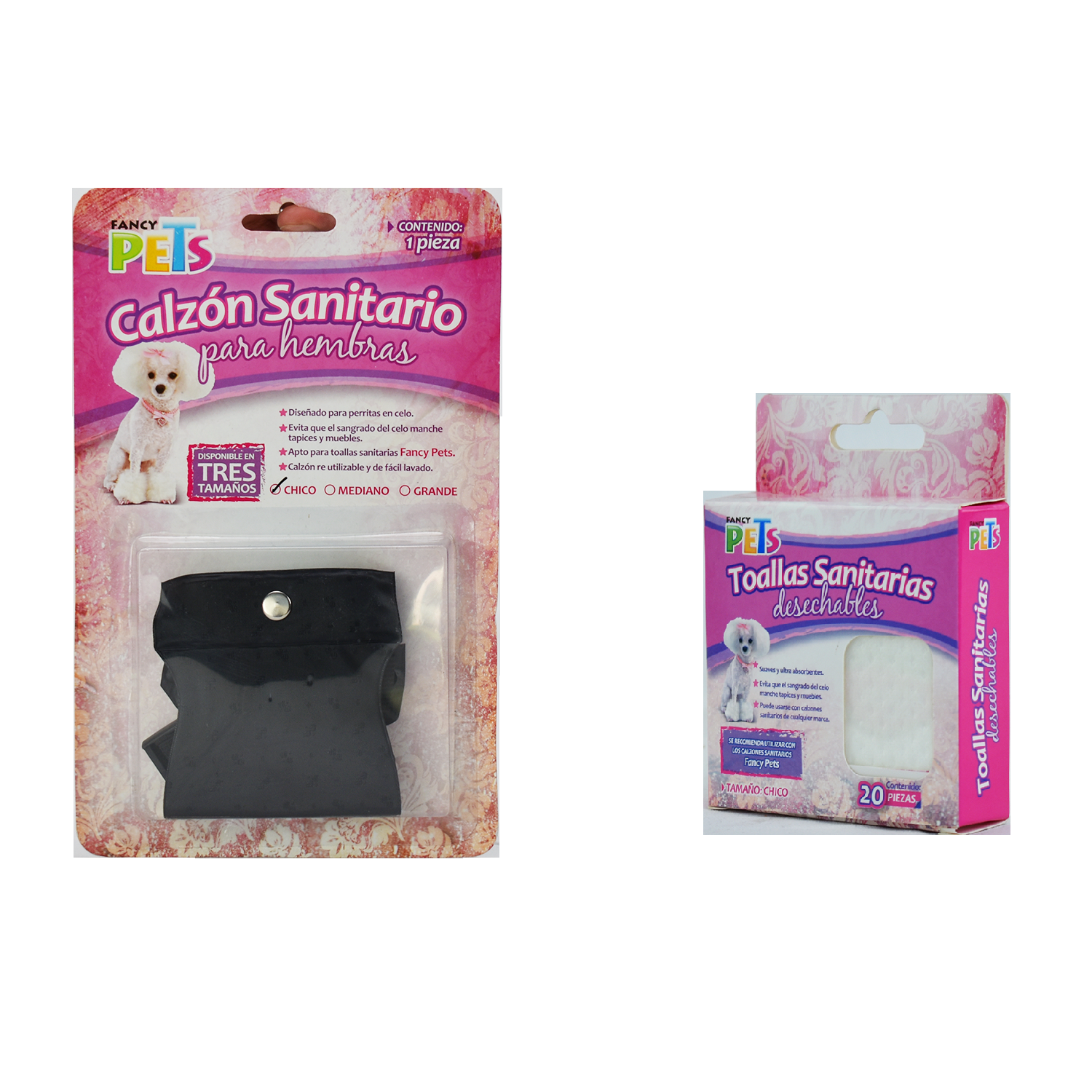 Combo Calzon + toallitas sanitarias ch para perrita en celo de Fancy Pets | G.Valkyria - imagen 1