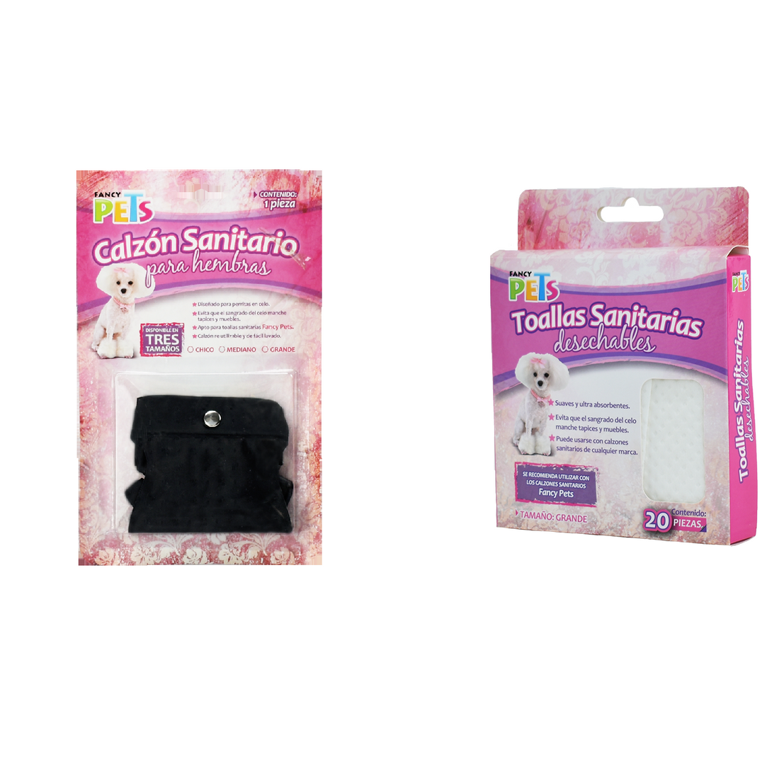 Combo Calzon + toallitas sanitarias med para perrita en celo de Fancy Pets | G.Valkyria - imagen 1
