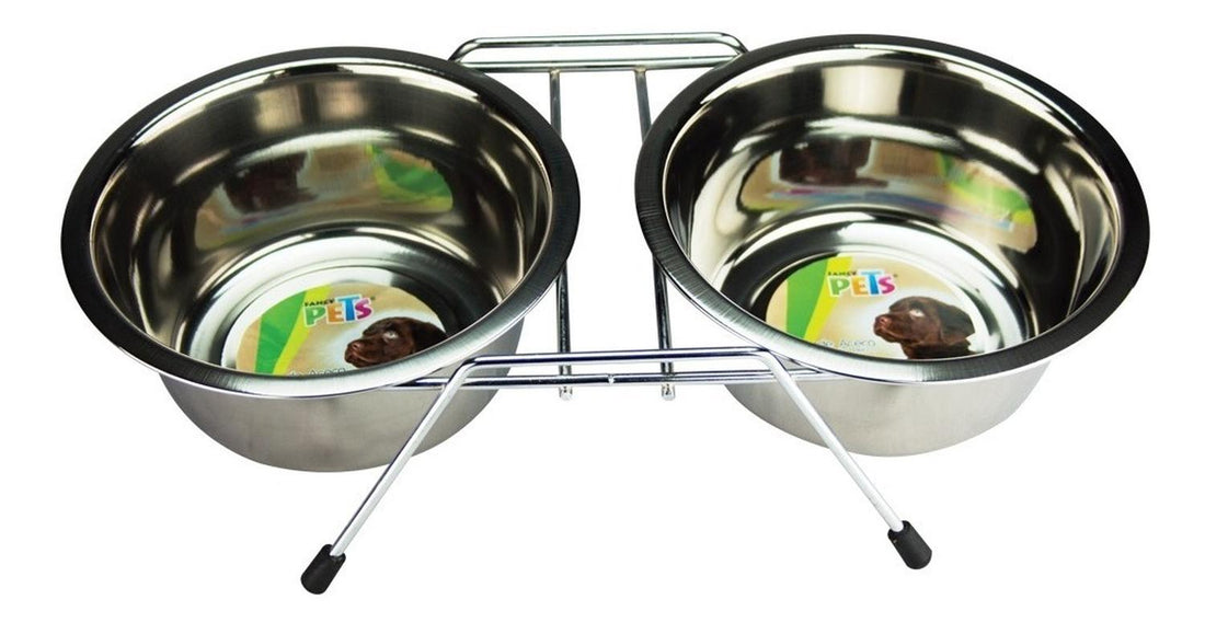 Fancy Pets Comedero Doble Con 2 Platos 946 Ml para perros | G.Valkyria - imagen 1