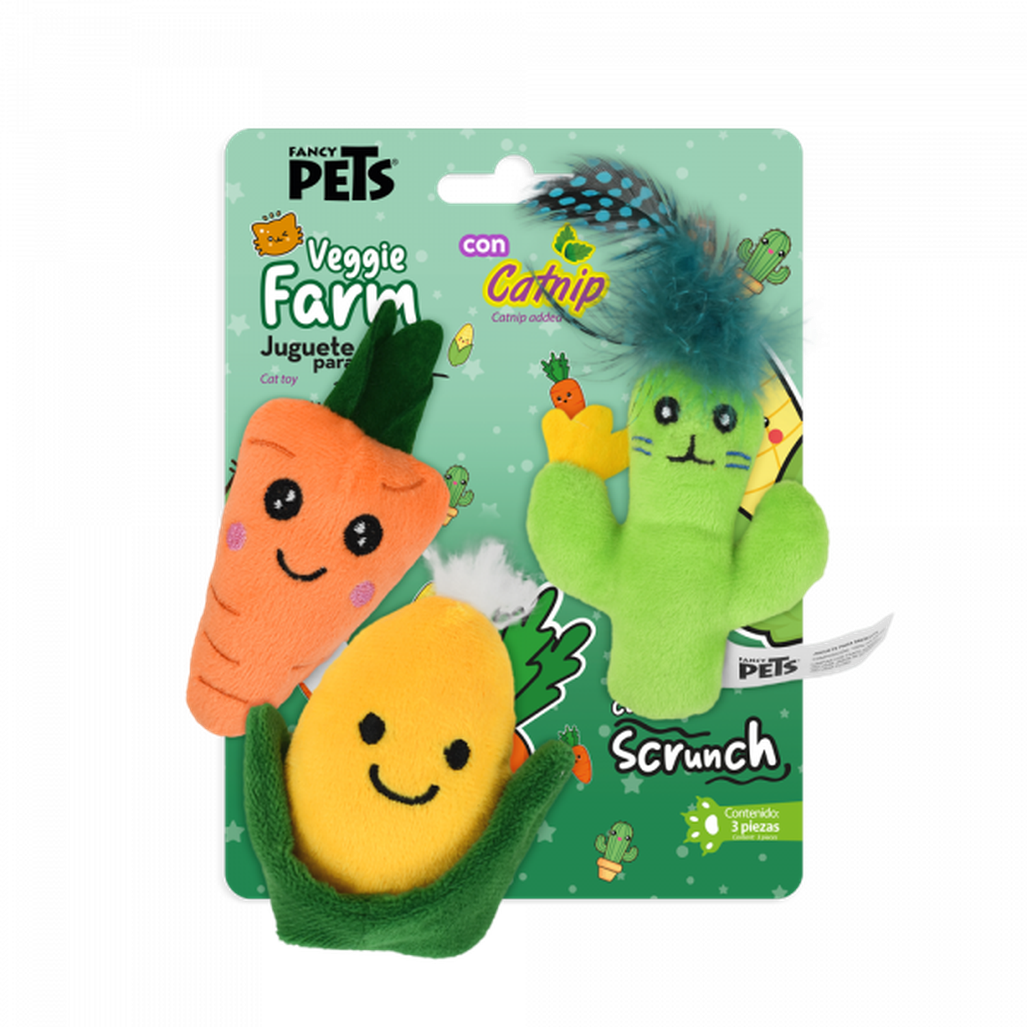 Fancy Pets juguete para gato con catnip peluche scrunch veggie | G.Valkyria - imagen 1