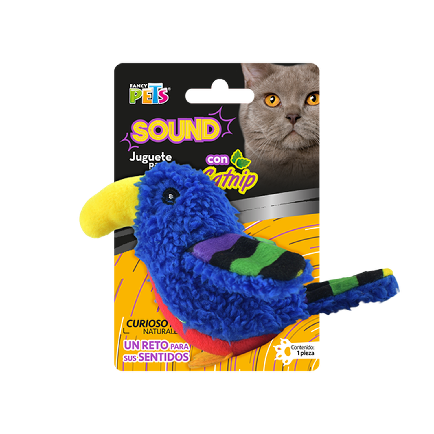 Fancy Pets juguete para gato sound con catnip loro azul | G.Valkyria - imagen 1