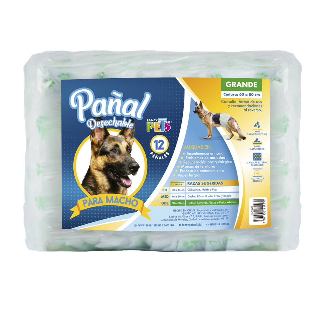 Fancy Pets Pañales para perro macho tamaño grande12 piezas | G.Valkyria - imagen 1