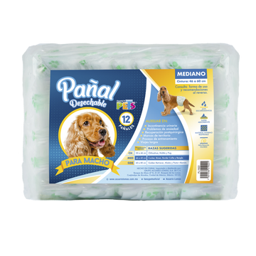 Fancy Pets Pañales para perro macho tamaño mediano 12 piezas | G.Valkyria - imagen 1