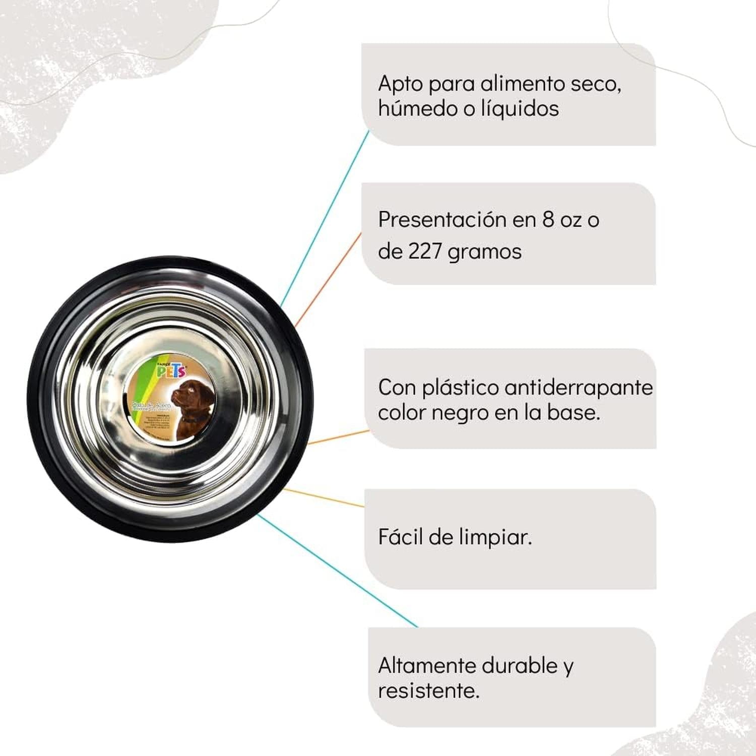 Fancy Pets Plato de acero perros 8oz o 227g antiderrapante | G.Valkyria - imagen 4