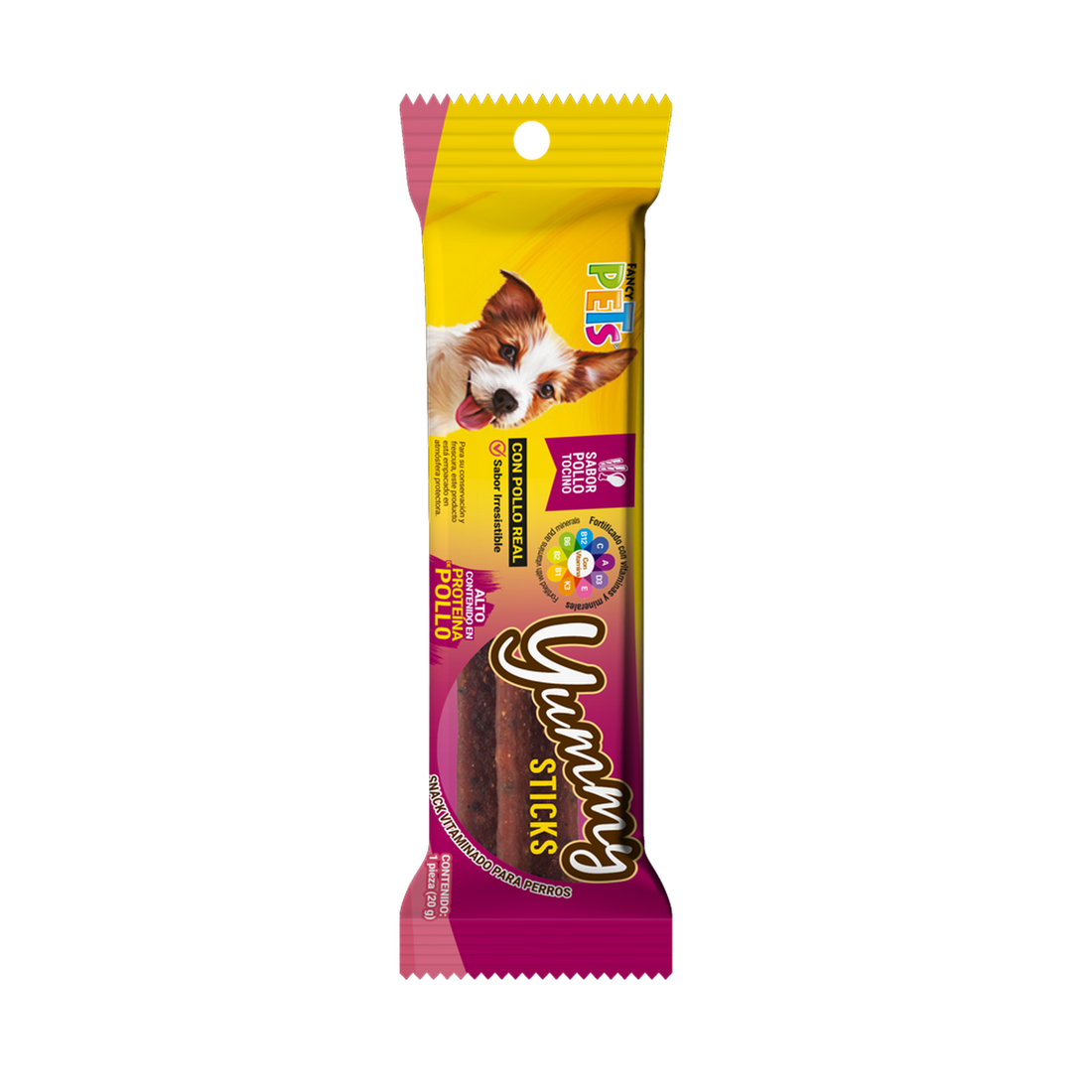 Fancy Pets premio para perro Yummy Sticks pollo tocino 1 Pz 20 grs | G.Valkyria - imagen 1