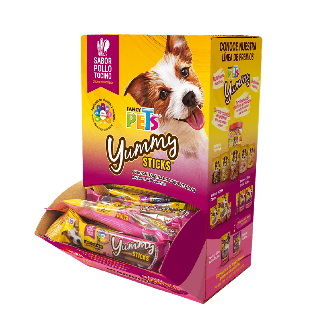 Fancy Pets premio perro caja Yummy Sticks Pollo Tocino 50 Pz | G.Valkyria - imagen 1