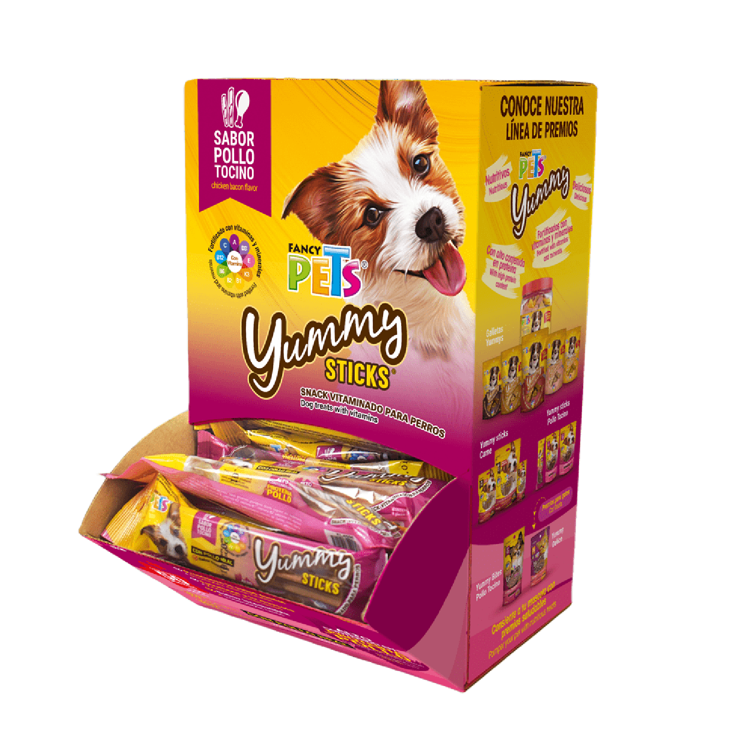 Fancy Pets premio perro caja Yummy Sticks Pollo Tocino 50 Pz | G.Valkyria - imagen 1