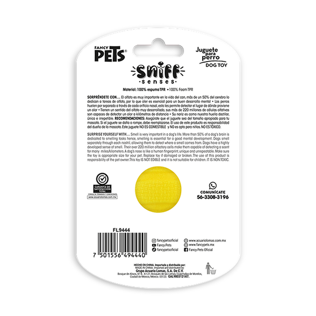 Fancy Pets Sniff Senses juguete pelota para perro aroma mango | G.Valkyria - imagen 1